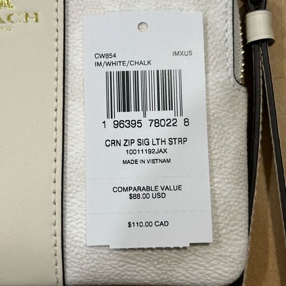 NWT COACH leather corner zip wristlet signature canvas wallet - Picture 4 of 11